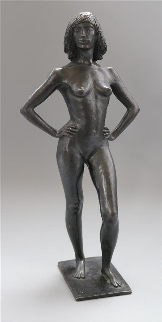 Manfred Von Diepold (1926-1997). A bronze of a standing nude woman, 1 of 1, height 38cm